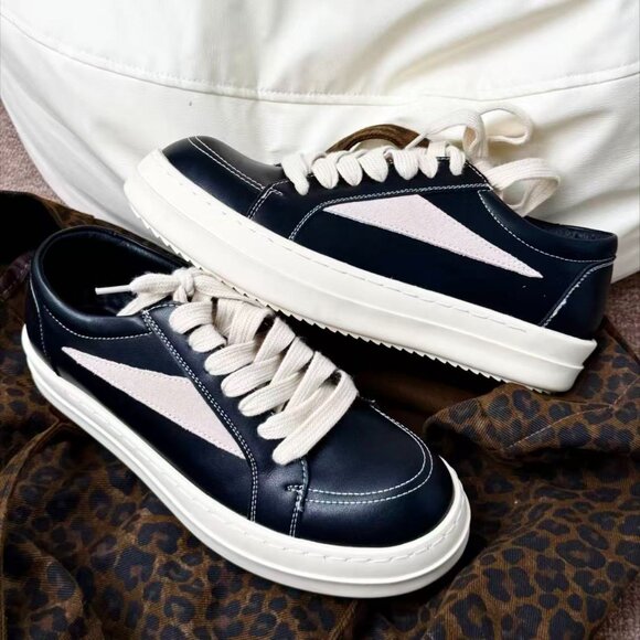 Rick Owens Black and White Leather Oxfords